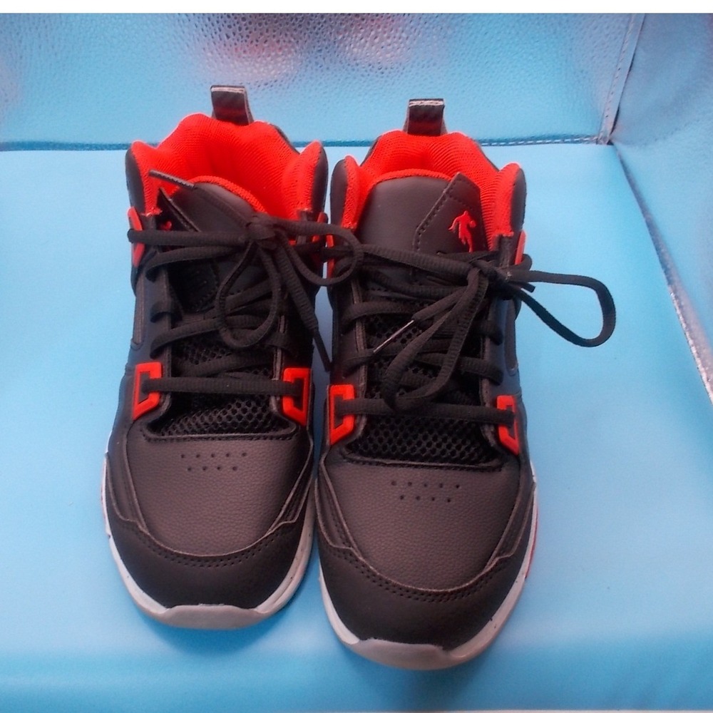 AND1 Boys Black Red High Top Basketball Sneakers Athletic Shoes Size 3 Kids